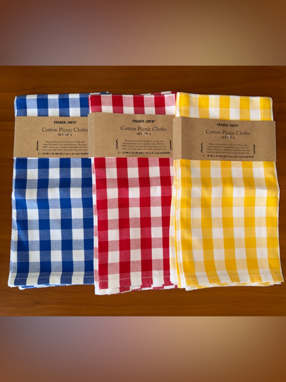 3 Sets of Trader Joe’s Checkered Cotton Picnic Cloths (6 Cloths total)